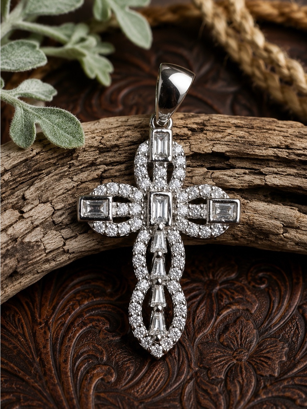 Sterling Silver 0.53 CTW Moissanite Cross Pendant – VVS D Color – New